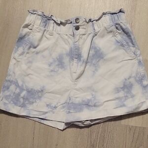 Women's High Waisted Paperbag Elastic Waistband Tie-Dye Shorts
